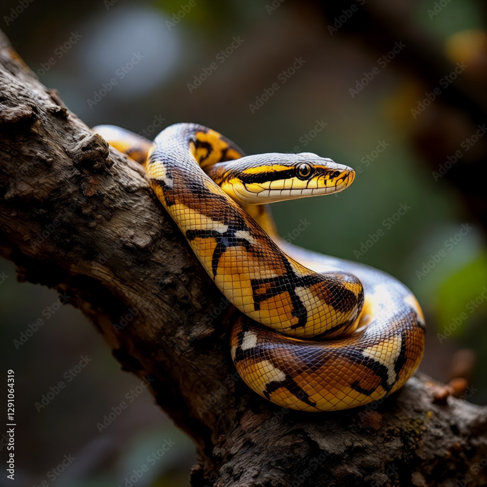 Obraz premium Snake Wrapped Around a Tree Branch