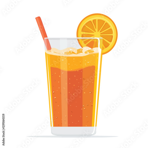 Minimalist flat illustration of Orange Soda, featuring a clean design isolated on a white background.

