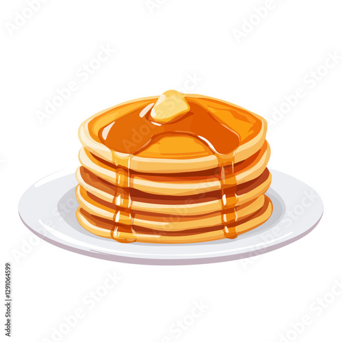 Minimalist flat illustration of Pancakes, featuring a clean design isolated on a white background.

