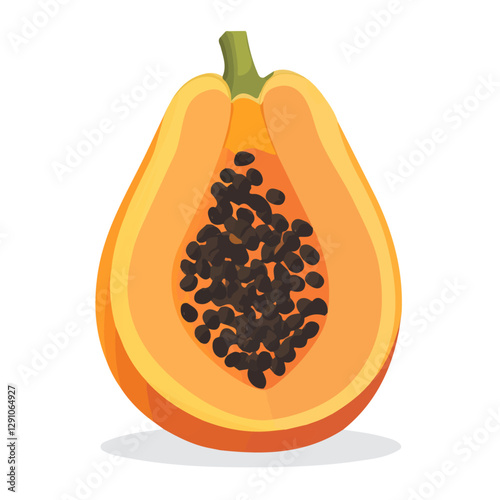 Minimalist flat illustration of Papaya, featuring a clean design isolated on a white background.

