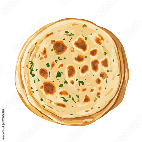 Minimalist flat illustration of Paratha, featuring a clean design isolated on a white background.

