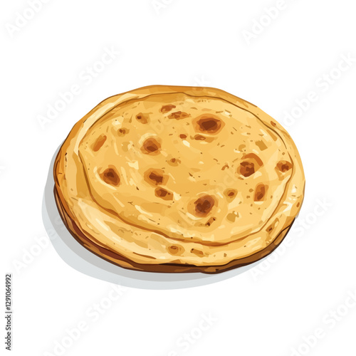 Minimalist flat illustration of Paratha, featuring a clean design isolated on a white background.

