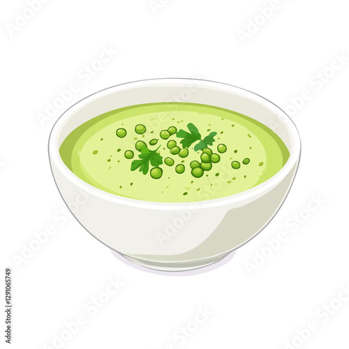 Minimalist flat illustration of Pea Soup, featuring a clean design isolated on a white background.

