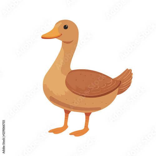 Minimalist flat illustration of Duck, featuring a clean design isolated on a white background.

