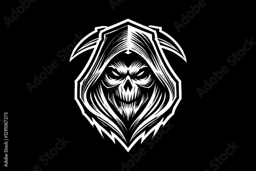 grim reaper tattoo dark art black and white illustration design