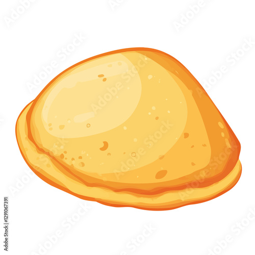 Minimalist flat illustration of Pita Bread, featuring a clean design isolated on a white background.
