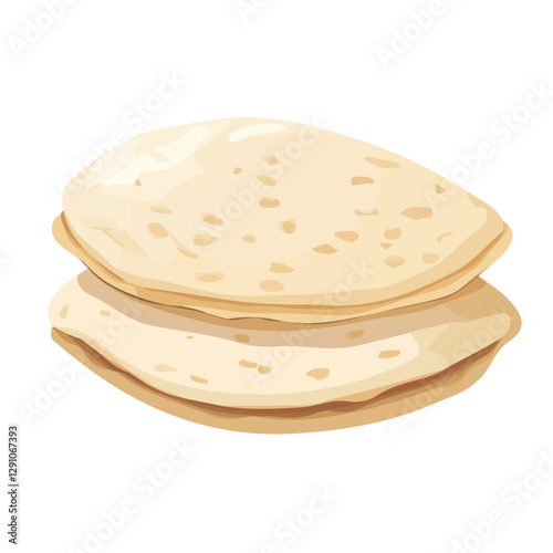 Minimalist flat illustration of Pita Bread, featuring a clean design isolated on a white background.
