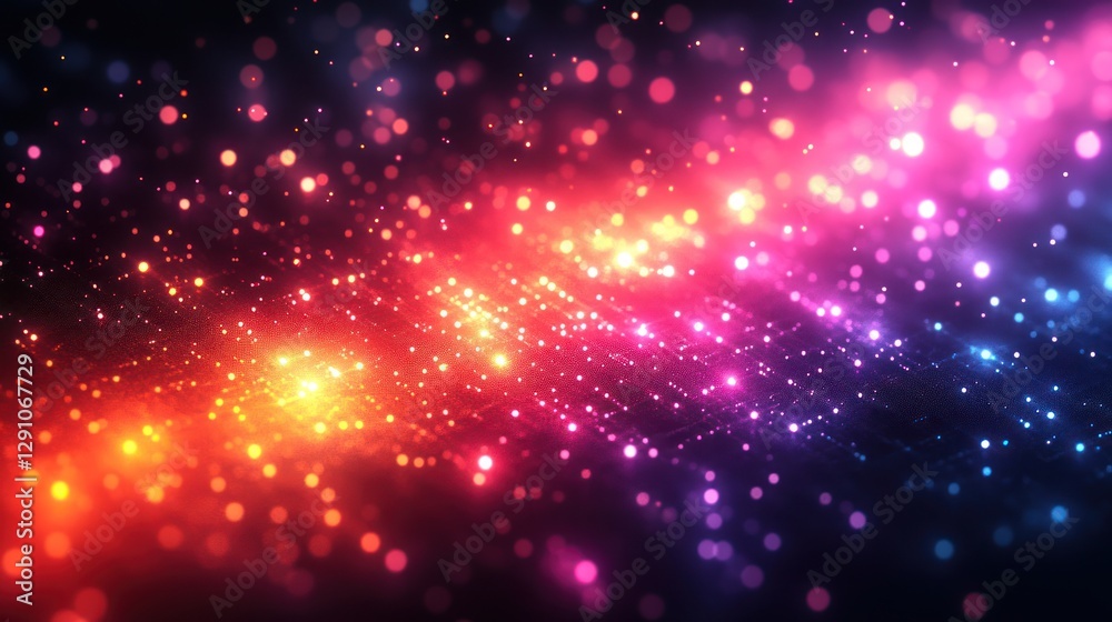 Naklejka premium Abstract glowing particles, vibrant color display, dynamic light show, digital artwork, for background use