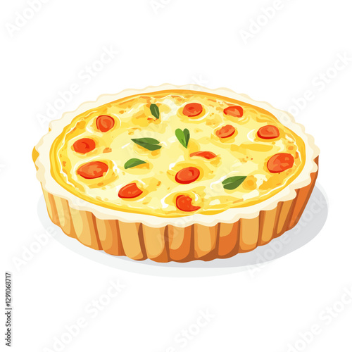 Minimalist flat illustration of Quiche, featuring a clean design isolated on a white background.

