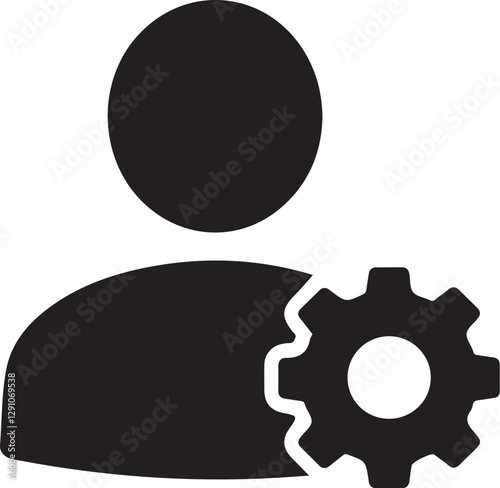 User Settings Vector Icon Minimalist Profile Gear Symbol