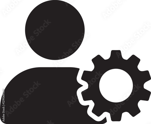 User Settings Vector Icon Minimalist Profile Gear Symbol