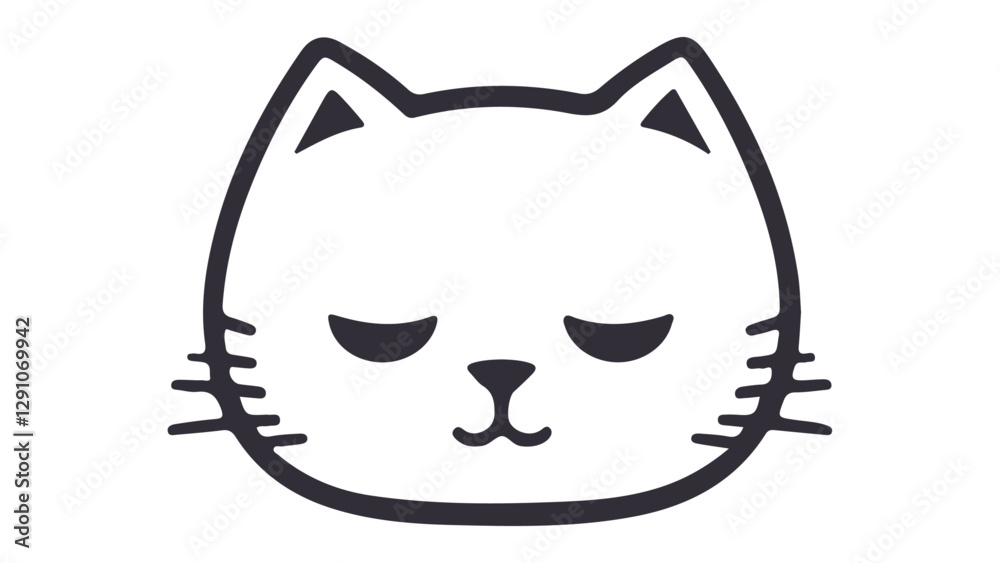 cute cat head icon in vector, simple cartoon cat face vector outline icon cute cat head icon in vector, simple cartoon cat face vector outline icon
