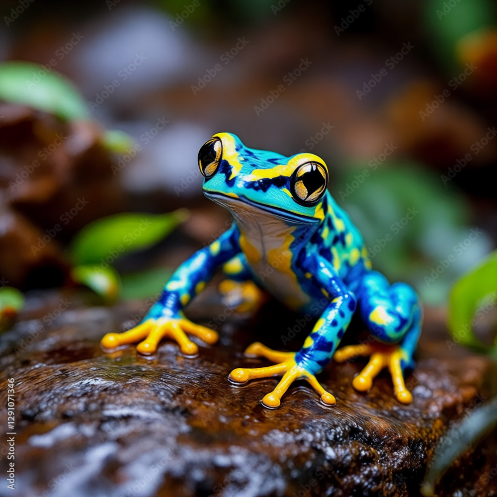 Brightly Colored Frog on Dark Rocks Brightly Colored Frog on Dark Rocks