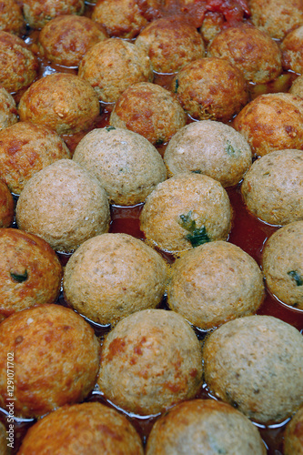 Pallotte cacio e ova or cheese and egg meatballs is a typical food of Abruzzo near Fossacesia in Italy photo