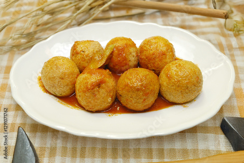 Pallotte cacio e ova or cheese and egg meatballs is a typical food of Abruzzo near Fossacesia in Italy