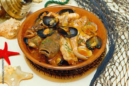 Brodetto is a typical soup made with fresh fish caught in the Adriatic and typical of the Marche and Abruzzo regions photo