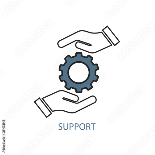 Support icons symbol vector element. Assistance, help, advice, remote, maintenance, solution, technical, support, infographic, template, concept, banner, pictogram, icon set