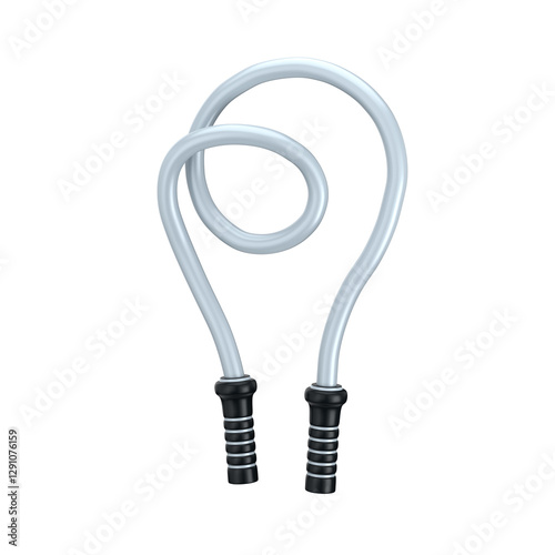 Jumping rope with black handles and grey rope, 3d render
