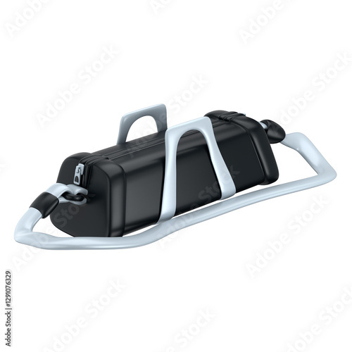 Stylized black gym bag with great strap isolated on white background, 3d render