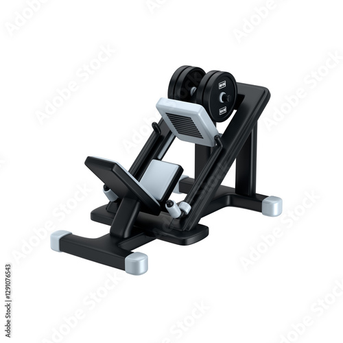 Stylized 3d illustration of leg press machine over white background, 3d render