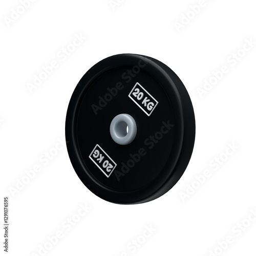 Barbell plate with sign 20 kg over white background, 3d render
