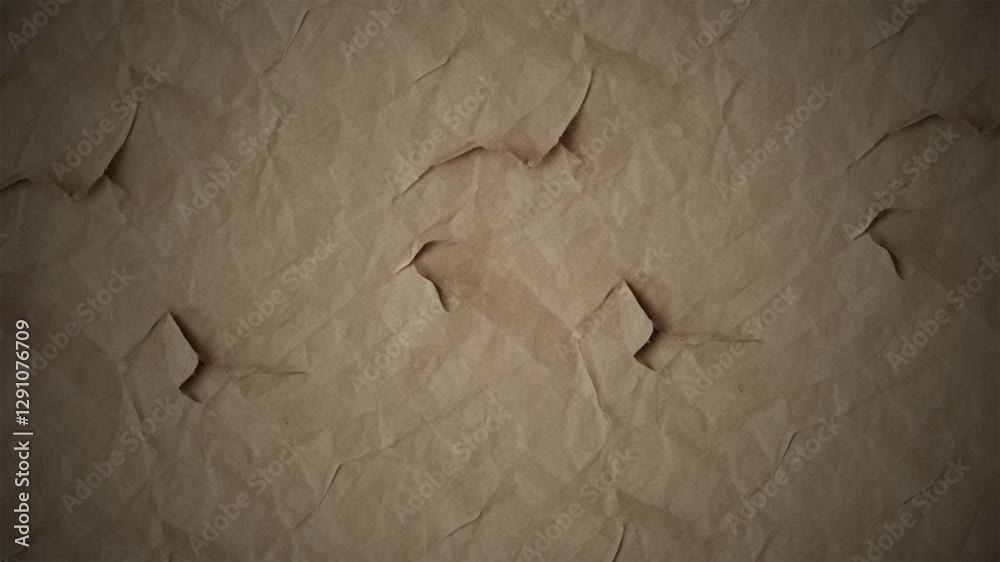 A brown paper with rough, torn edges stop motion background loop