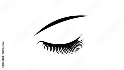 Eyelash symbol , black isolated silhouette