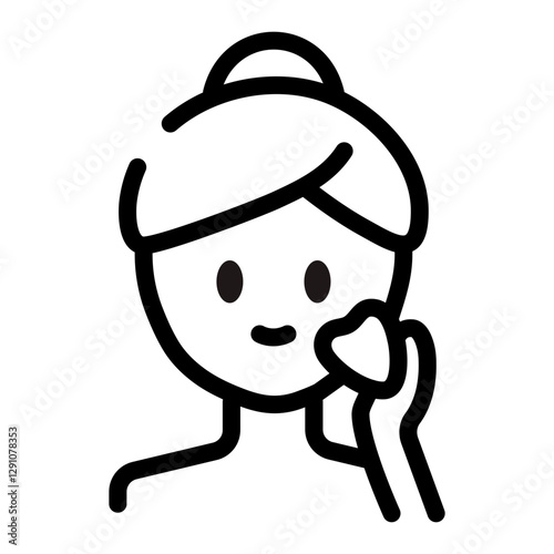 Woman using gua sha outline icon