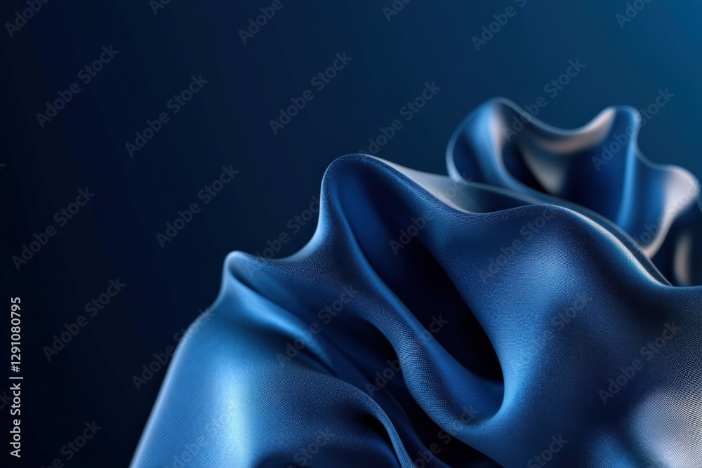 Fototapeta premium Abstract blue fabric with flowing waves.