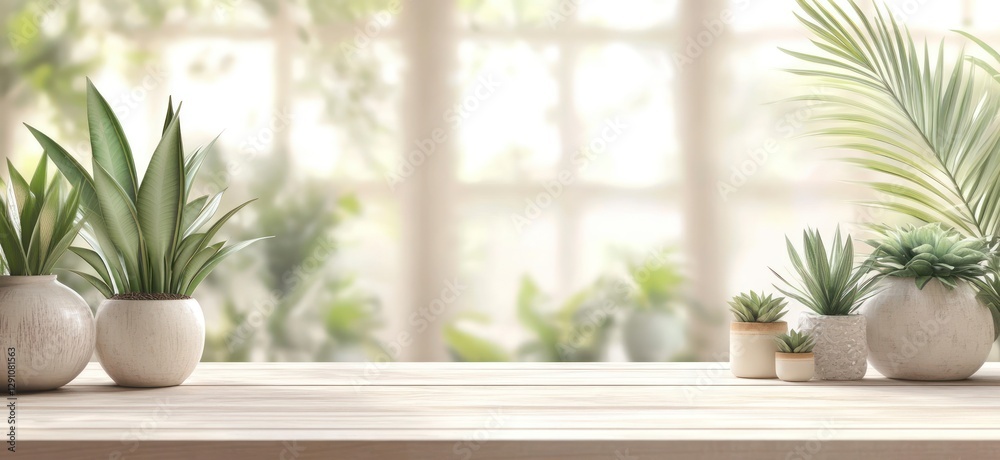 Wooden tabletop with a blurred bokeh background of a modern restaurant interior in light colors and plants. With copy space for product display or montage. Wooden tabletop with a blurred bokeh background of a modern restaurant interior in light colors and plants. With copy space for product display or montage.
