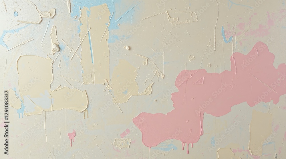 Fototapeta premium Subtle pastel paint splashes and textures on a neutral background