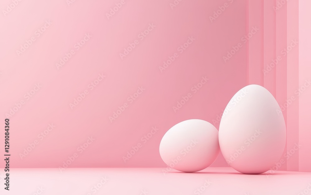 Fototapeta premium Easter Pink 3d background minimalistic mockup with space for text