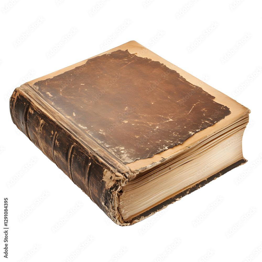 Obraz premium Antique Leather Book: A vintage, well-worn tome with a rich brown cover and aged paper. History.
