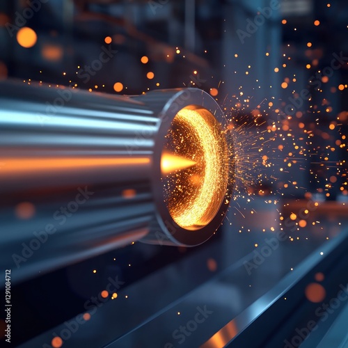 Industrial pipe emitting sparks in factory