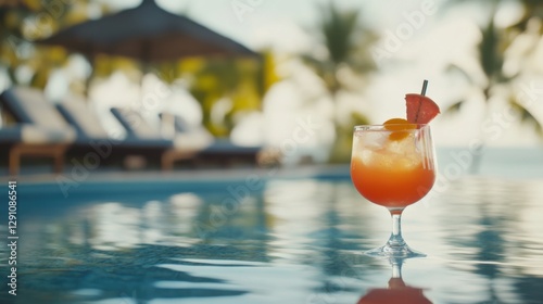 Lottery jackpot winner having a cocktail by the pool at an exclusive resort. Featuring relaxation and luxury