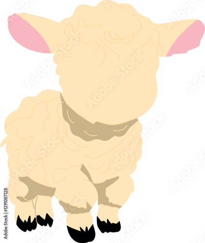 Adorable cartoon lamb with fluffy white wool and a sweet smile, perfect for children's designs, nursery decor, and Easter themes. This cute sheep illustration adds a warm and playful touch to any proj