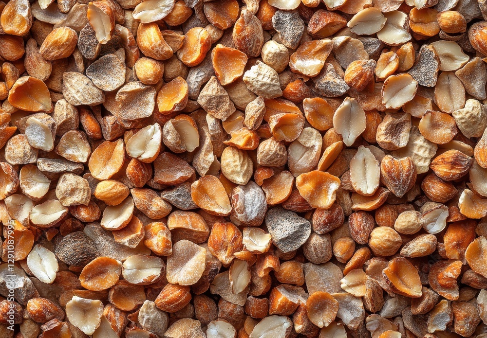 A Close-Up View of Various Dried Seeds and Nuts with Unique Textures and Colors on a Natural Background Ideal for Culinary and Agricultural Themes A Close-Up View of Various Dried Seeds and Nuts with Unique Textures and Colors on a Natural Background Ideal for Culinary and Agricultural Themes