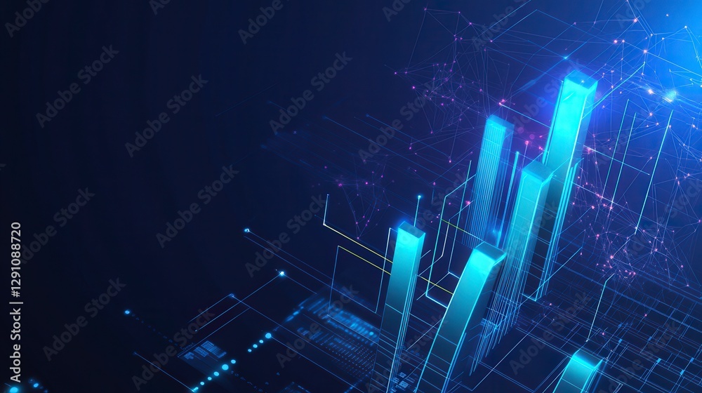 Obraz premium Abstract Business Growth Chart: Futuristic Financial Progress Visualization