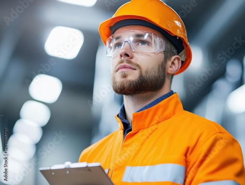 engineer in hard hat with clipboard