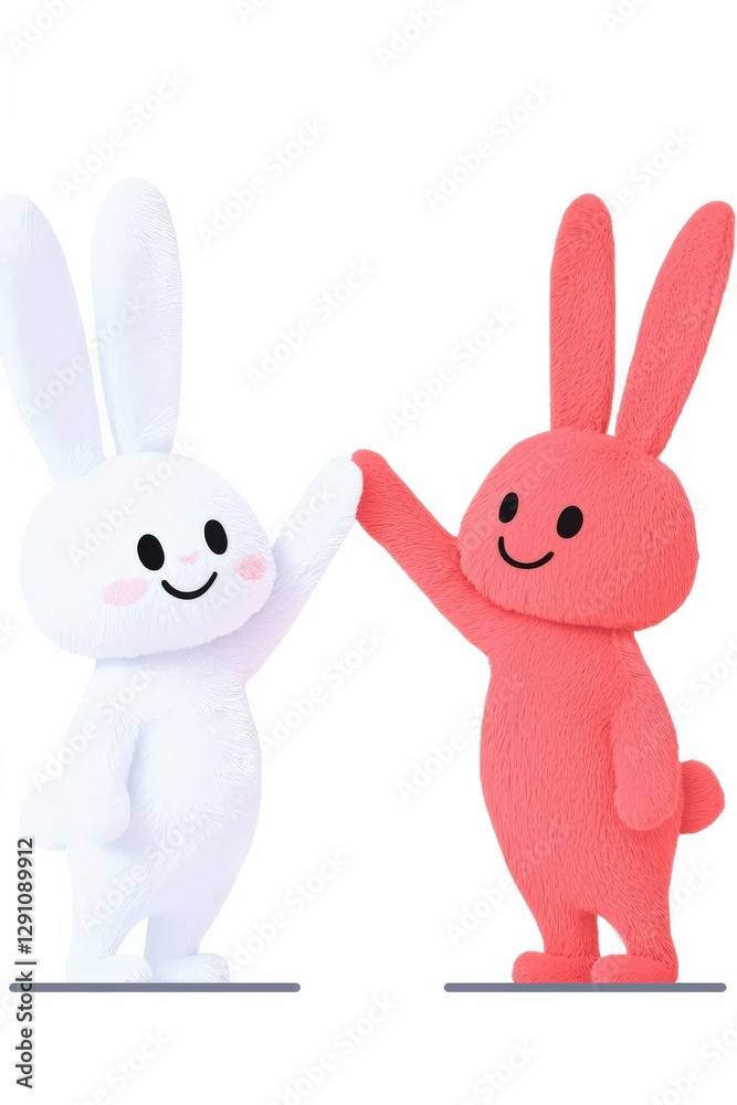 Cute Cartoon Bunnies in Vibrant Colors Sharing a Moment,Digital Easter Bunny Stickers Cute Cartoon Bunnies in Vibrant Colors Sharing a Moment,Digital Easter Bunny Stickers