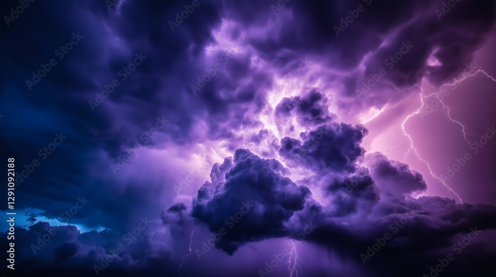 Obraz premium Dramatic Thunderstorm with Vibrant Lightning Strikes