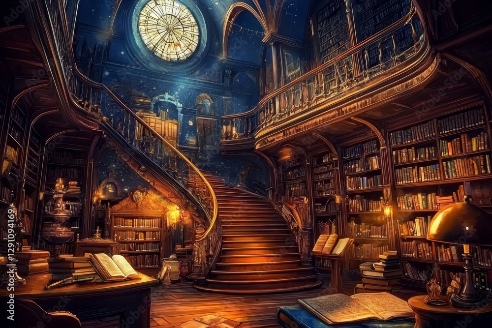 Fototapeta premium The intricate details of an abandoned Victorian library evoke nostalgia.