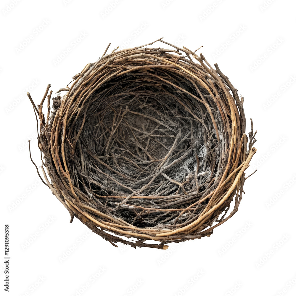 A simple birds nest made of twigs resting on a transparent surface with a touch of transparent, Birds nest on a transparent background A simple birds nest made of twigs resting on a transparent surface with a touch of transparent, Birds nest on a transparent background