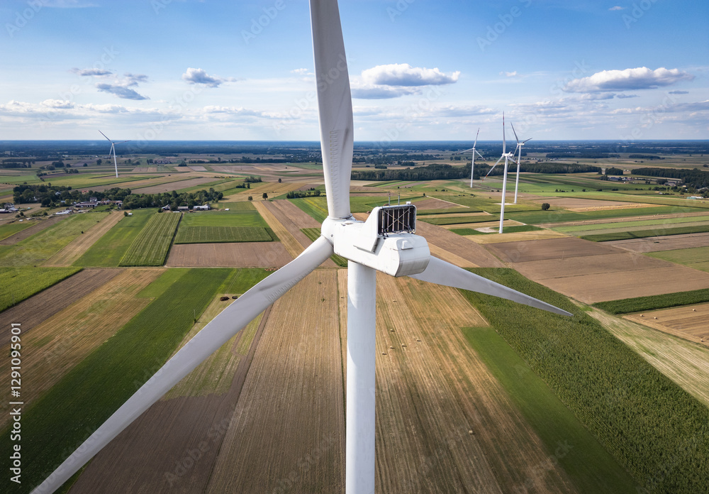 Wind turbines near Czaple village, Mazowsze region of Poland