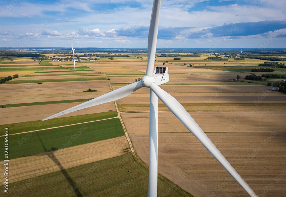 Wind farm near Czaple village, Mazowsze region of Poland