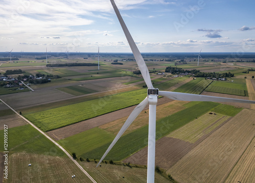 Obraz na płótnie Wind farm near Czaple village, Mazowsze region of Poland w salonie