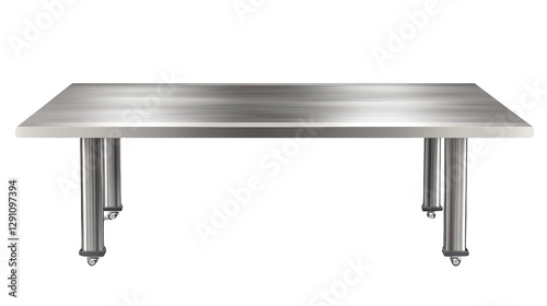 A sleek stainless steel table suitable for various kitchen and dining uses, combining durability with modern design.