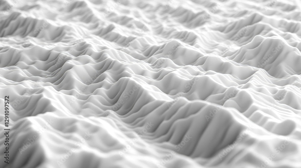 Fototapeta premium Abstract White Waves: 3D Render of Undulating Terrain Seamlessly Looping