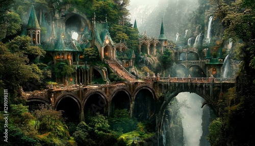 Magical Elven Architecture Amidst Nature's Wonders