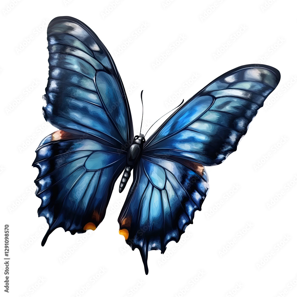 Fototapeta premium A stunning blue butterfly showcasing intricate patterns and vibrant colors in a natural setting.